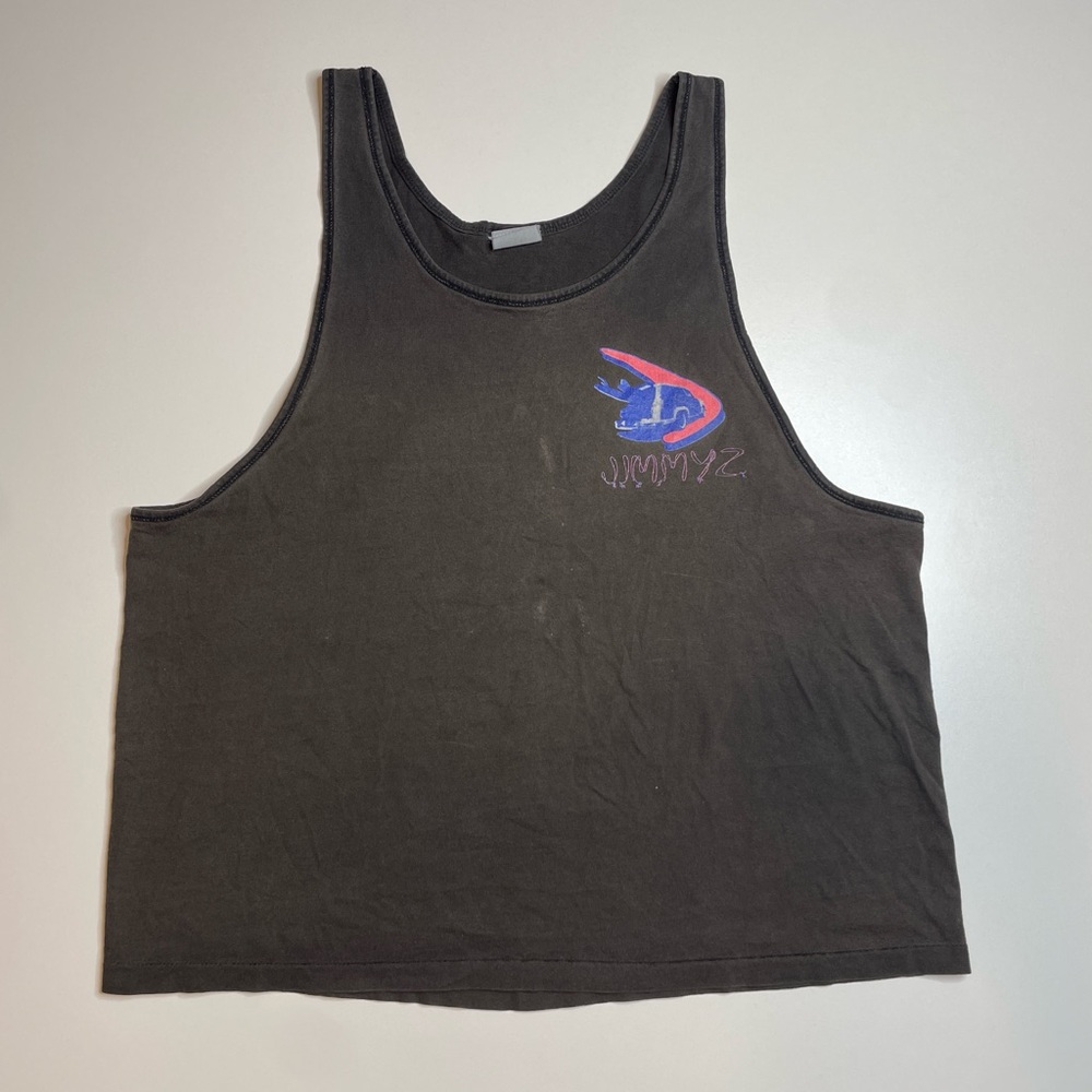 Vintage 90’s Jimmy Z Surf Faded Black Tank Top Hawaii Surfwear Large Oversized - Picture 3 of 6